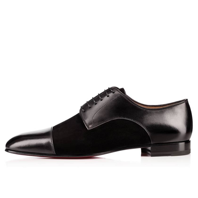 Men's Christian Louboutin Top Daviol Suede Derby Shoes - Black/Black [3621-987]